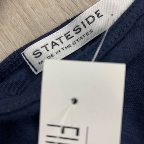 Stateside Supima Slub Jersey V-Neck Navy Tank Top - Picture 7 of 9